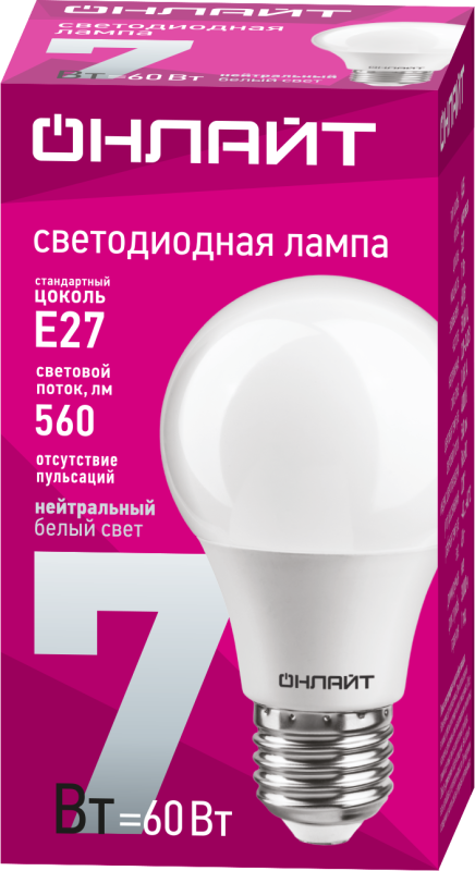 Лампа светодиодная 71 648 OLL-A60-7-230-4K-E27 7Вт грушевидная 4000К нейтр. бел. E27 610лм 220-240В 71648