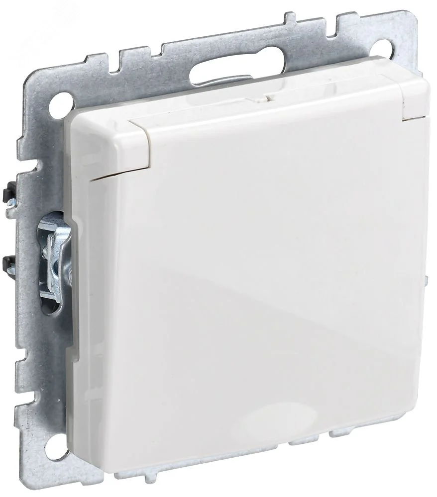 Розетка BRITE РСбш10-3-44-БрБ 16А IP44 с заземл. защ. шторки с крышкой бел. BR-R16-16-44-K01