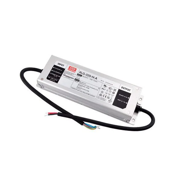 XLG-320-L-DA2 - AC-DC, 315Вт, стабилизатор тока, IP67, вход 100…305В AC, 47…63Гц, ККМ, выход 1400(1050…1400)мА/150…300В, изоляция 3750В AC, в кожухе 246х77х39.5мм, -40…+85°С (корпус), встр. потенциометр, DALI-2