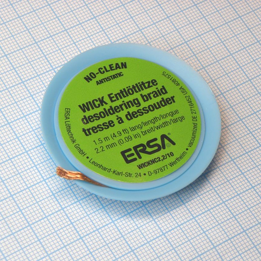 Оплетка с флюсом для удаления припоя 2.2 - Впитывающая припой медная плетеная лента с безотмывочным флюсом, ширина 2.2мм, длина 1.6м