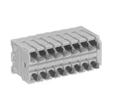 Клемма Wiecon 8152 / 8 TOP H - Клемма на печатную плату, подвод кабеля сбоку, 8 полюсов, шаг: 5,0 мм, пружинная фиксация провода, без маркировки, 300V, 16A, цвет: серый, серия 8152 TOP H