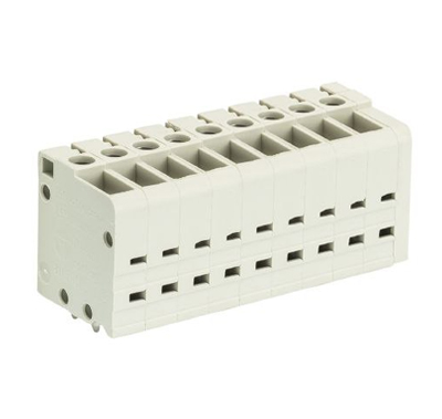 Клемма Wiecon 8185 / 9 TOP V - Клемма на печатную плату, подвод кабеля сверху, 9 полюсов, шаг: 5,00 мм, винтовая фиксация провода, без маркировки, 300V, 16А, цвет: серый, серия 8185 TOP V