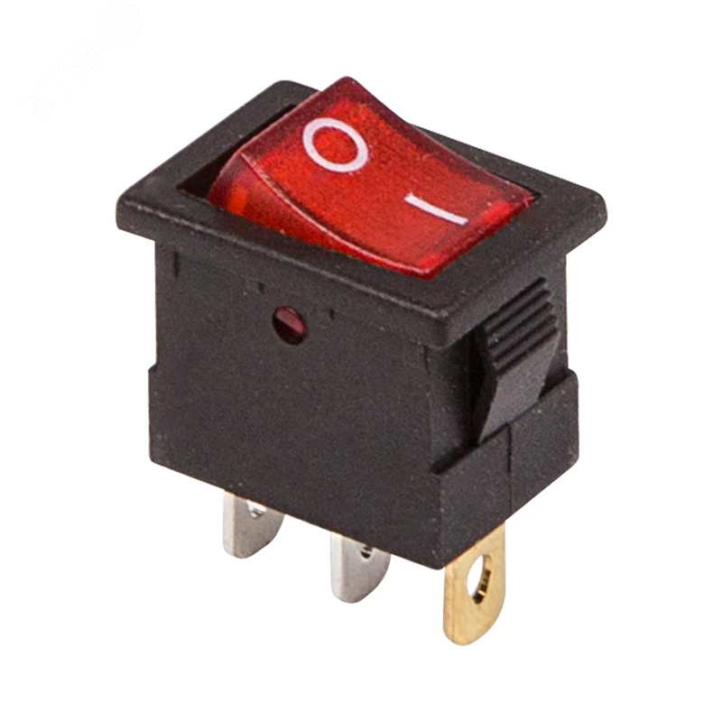 RWB-206-1 красный - Выключатель клавишный с подсветкой ON-OFF (3c) 15А 12В