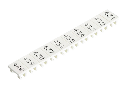 Шильдик 9705A/5/10 B  431-440 - Маркировка для клемм сечением 2,5 мм.кв., шириной 5 мм, 10 шильдиков, белая, нанесенные знаки: 431 – 440