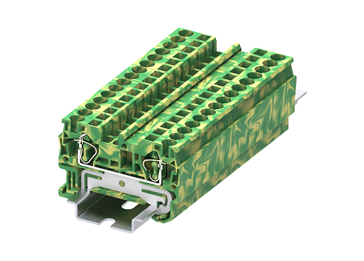 Заземляющая клемма TC4-2-PE - Заземляющая клемма, тип фиксации провода: пружинный, номинальное сечение: 4 мм кв., ширина: 6,2 мм, цвет: желто-зеленый, тип монтажа: DIN 35