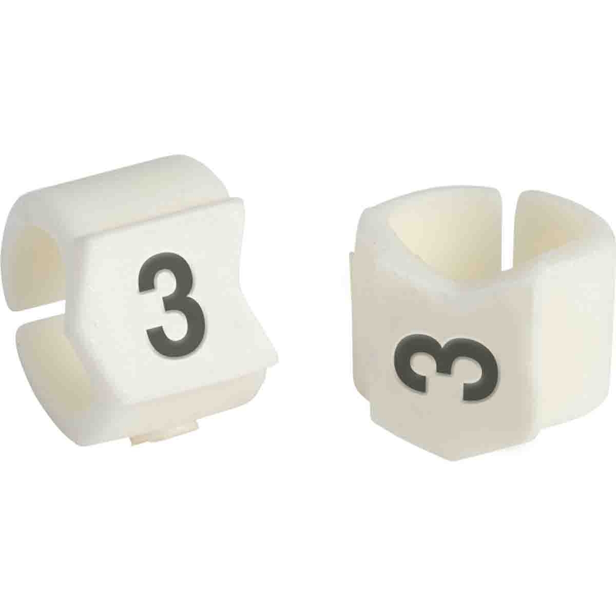 brd133403 - SCN-23-3 клипсы белые, 50шт/упак, для провода 5,9-8,5мм диаметра, легенда 3