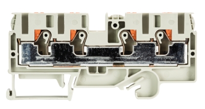 Клемма WTP 6/10 D2/2 - Проходная клемма, 4 точки подключения, тип фиксации провода: push in, номинальное сечение: 6/10 мм кв., 57A, 1000V, ширина: 8 мм, цвет: серый, тип монтажа: DIN 35