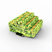 Заземляющая клемма UPT-2.5/3PE - Заземляющая клемма, тип фиксации провода: Push-in, номинальное сечение: 2,5 мм кв., 500V, ширина: 5,2 мм, цвет: желто-зеленый, тип монтажа: DIN35