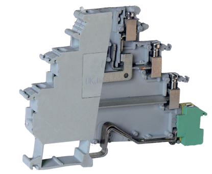 Этажная клемма UKJ-VIOK1.5-D/TG/D/JD - Этажная клемма, с заземлением, 4 этажа, тип фиксации провода: винтовой, номинальное сечение: 2,5 мм кв., 8A, 250V, ширина: 6,2 мм, цвет: серый тип монтажа: