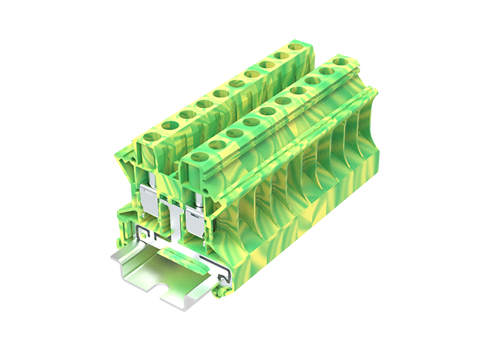 Заземляющая клемма TU6-2-PE - Заземляющая клемма, тип фиксации провода: винтовой, номинальное сечение: 6 мм кв., ширина: 8,2 мм, цвет: желто-зеленый, тип монтажа: DIN 35
