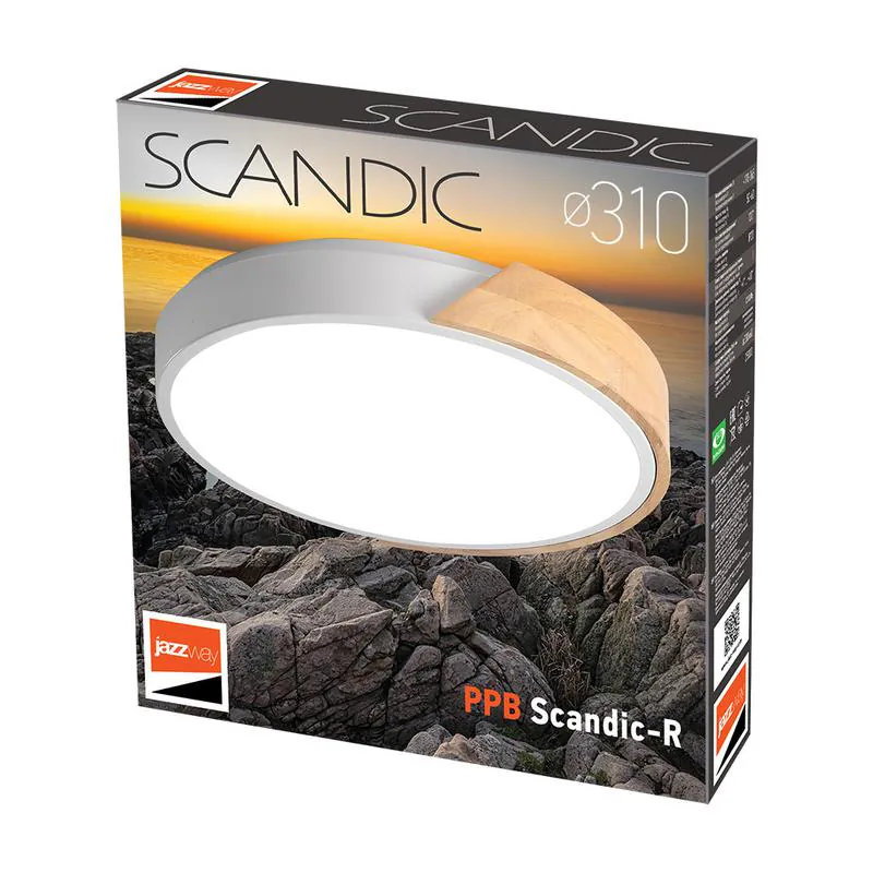 Светильник светодиодный декоративный PPB Scandic-R 24Вт 4000К IP20 настенно-потолочный бытовой GR/W 5037052