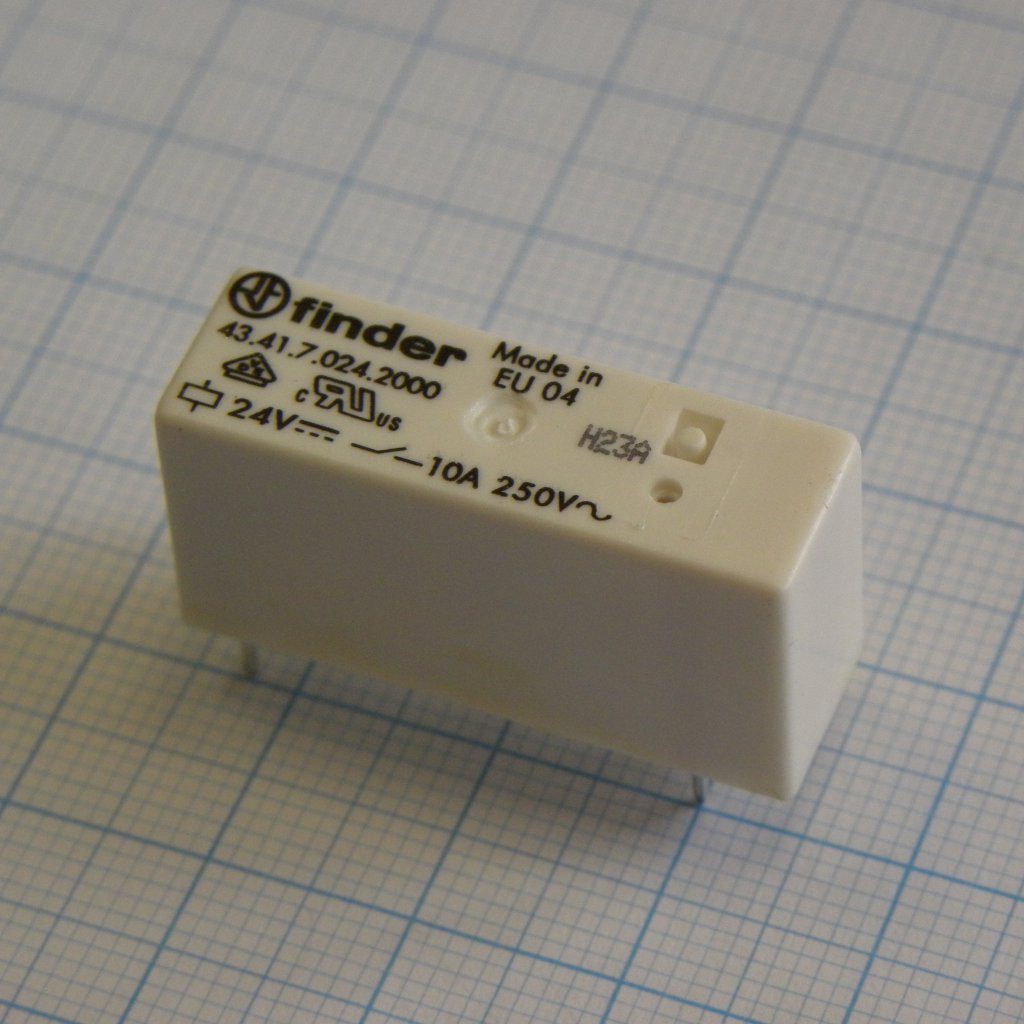 43.41.7.024.4000 - Низкопрофильное миниатюрное электромеханическое реле; монтаж на печатную плату; выводы с шагом 3.2мм; 1CO 10A; контакты AgSnO2; катушка 24В DС (чувствит.); степень защиты RTII