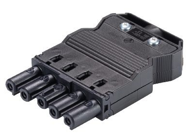 Разъем GST18i5S B1ZR1 SW - Розеточный разъем на кабель диам. 7 - 13,5 мм, 5 полюсов, винтовая фиксация, номинальное напряжение: 250/400V, номинальный ток: 20A, цвет: черный, серия gesis GST18i5