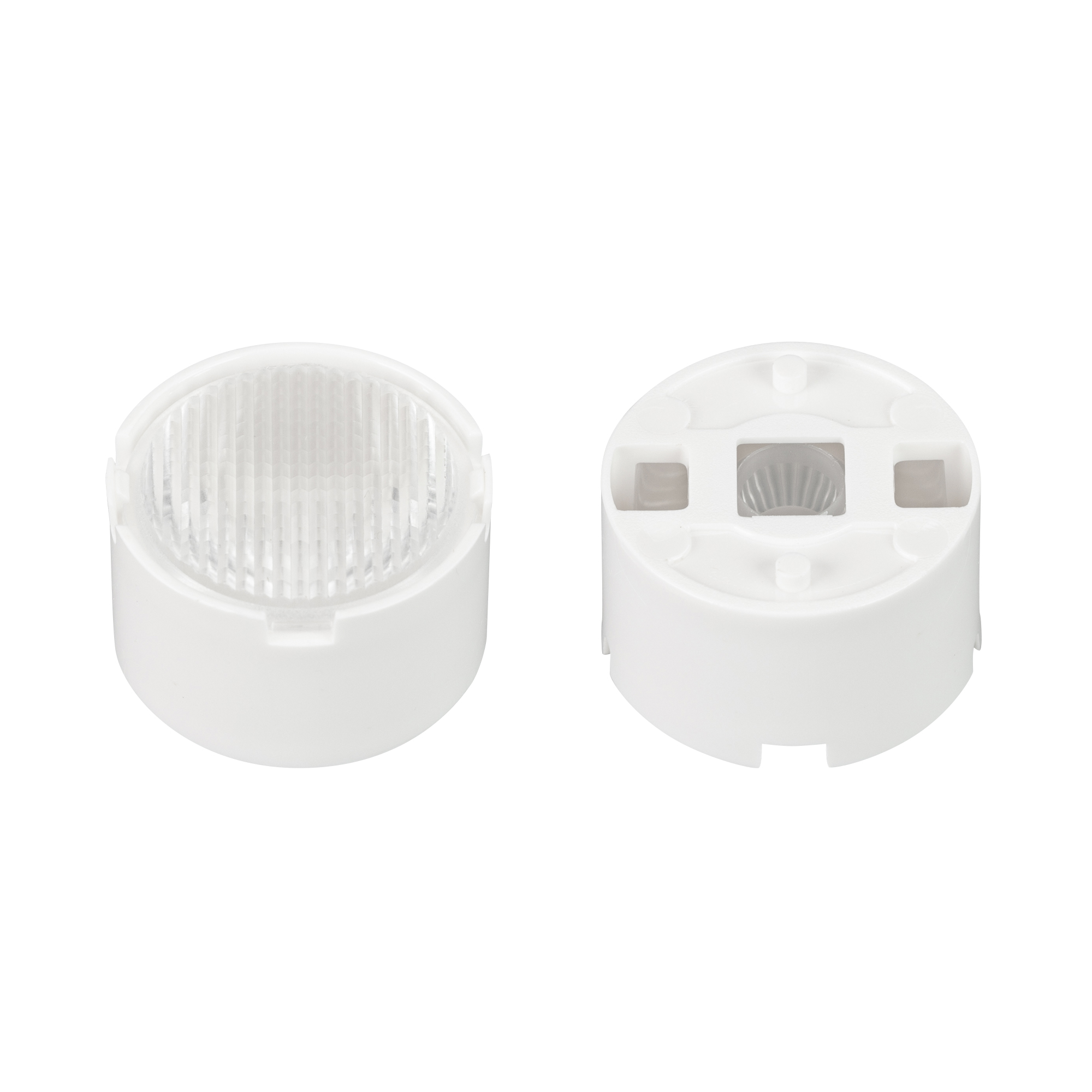 Линза ARL-PM585-U1555-D20xH12-HW 032886 - Одиночная линза со съемным холдером белого цвета для светодиодов SMD: 2525, 2835, 3030, 3535, 5050. Угол обзора: вертикальный 15°, горизонтальный 55°, прозрачная микропризма. Материал PMMA. Диаметр 19.5 мм, высота