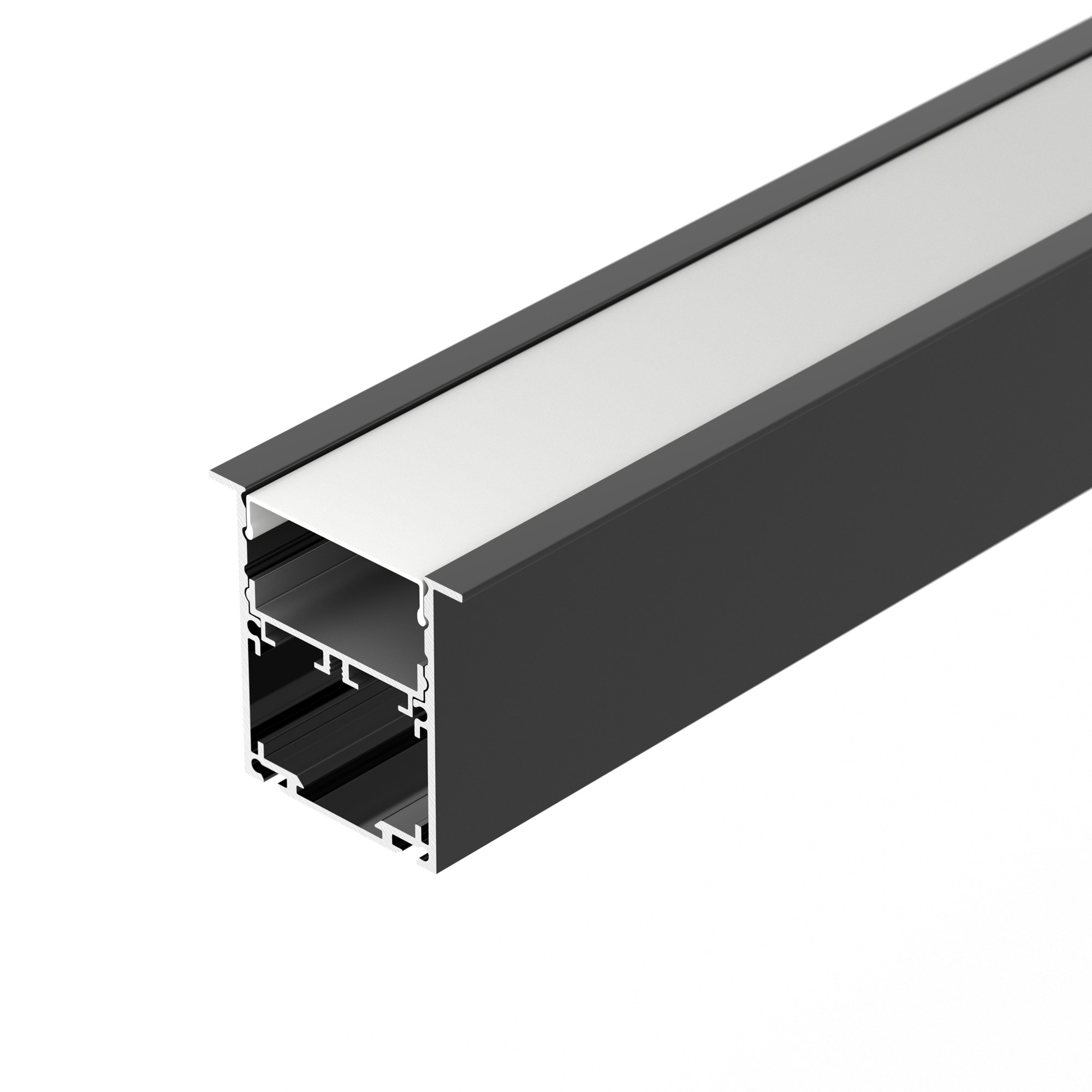 Профиль SL-LINIA52-3L-F-2000 ANOD BLACK 044685 - Встраиваемый алюминиевый анодированный профиль для светодиодных лент и линеек. Цвет - черный. Габаритные размеры (LхWхH): 2000x51,6x50,5 мм. Ширина площадки для ленты 33мм. Отсек для БП 31,5х20,8 мм. Возмож