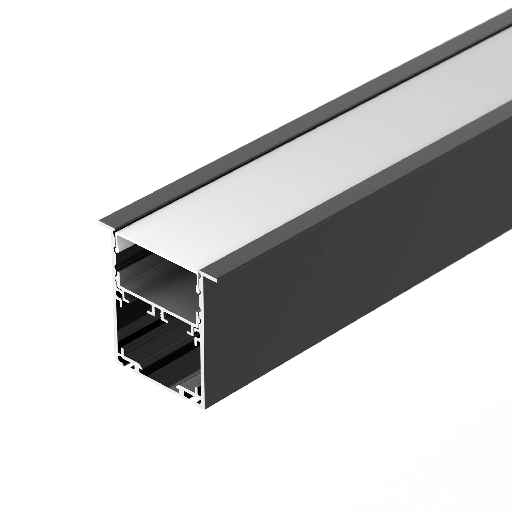 Профиль SL-LINIA52-3L-F-2000 ANOD BLACK 044685 - Встраиваемый алюминиевый анодированный профиль для светодиодных лент и линеек. Цвет - черный. Габаритные размеры (LхWхH): 2000x51,6x50,5 мм. Ширина площадки для ленты 33мм. Отсек для БП 31,5х20,8 мм. Возмож