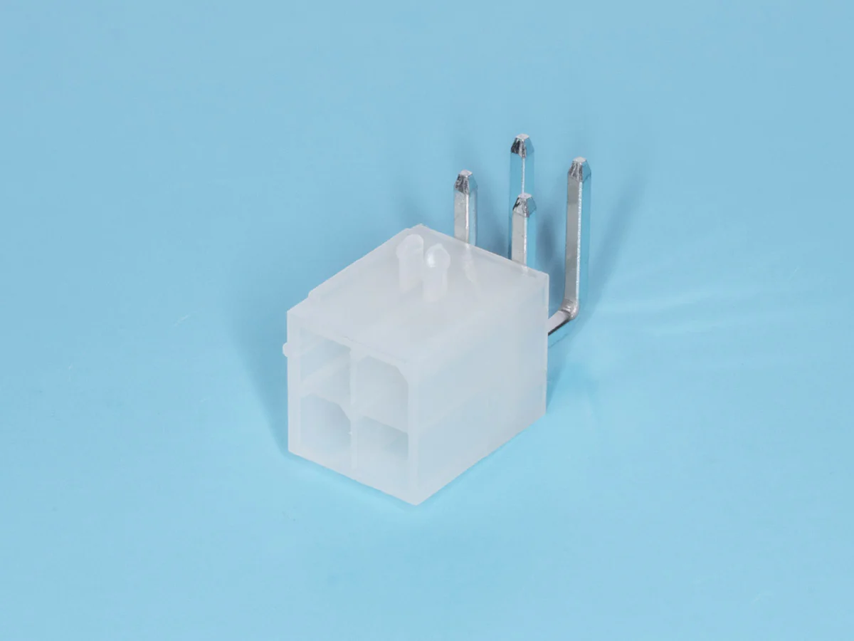 MF-4MRA - Разъем питания (с контактами) Mini-Fit, 4pin, вилка на плату угловая, шаг 4,2мм