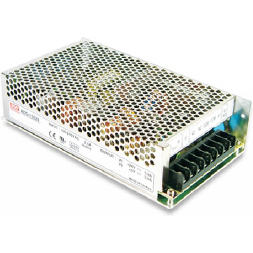 AD-155C - AC-DC с зарядником, 156.5Вт, вход 88…264В AC, 47…63Гц /124…370В DC, выход 1: 54В/2.7A, выход 2: 53.5В/0.2A (Зарядник), изоляция 3000В AC, в кожухе 199х110х50мм, -10…+50°С