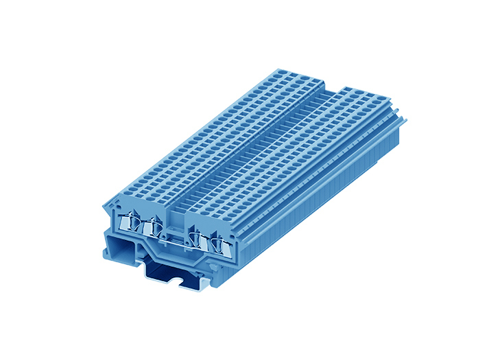Проходная клемма 215902 - Проходная клемма, TA1.5, 4 точки подключения, тип фиксации провода: пружинный, номинальное сечение: 1,5 мм кв., 18A, 800V, ширина: 4 мм, цвет: синий, тип монтажа: DIN 35