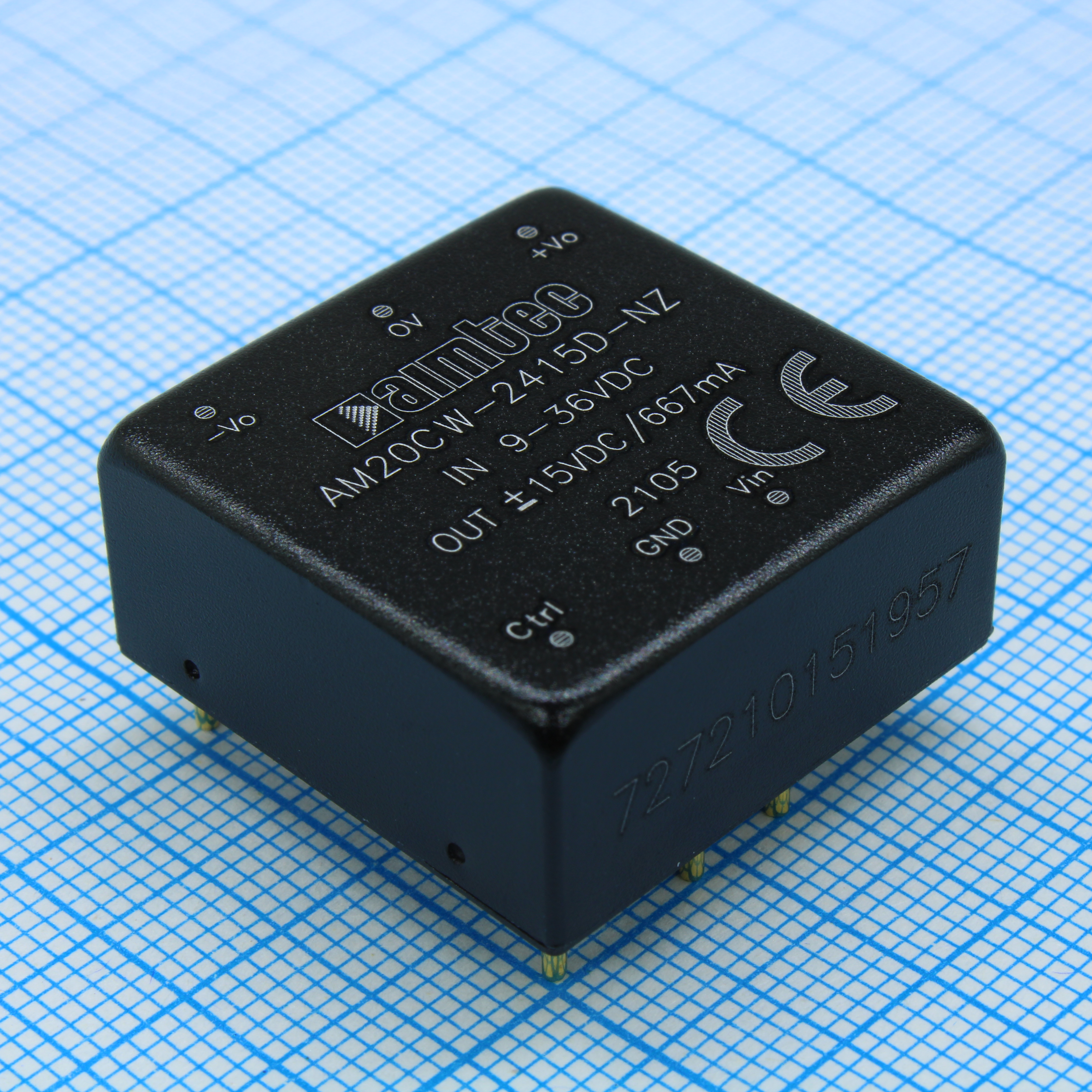 AM20CW-2415D-NZ - DC/DC, 20Вт, вход 9…36В, выход ±15В/±0.667А, изоляция 1500В DC, КПД 90%, максимальная емкостная нагрузка не более ±600мкФ, вход On/Off, 1x1", 25.4x25.4x11.7мм, -40…85°C, металл