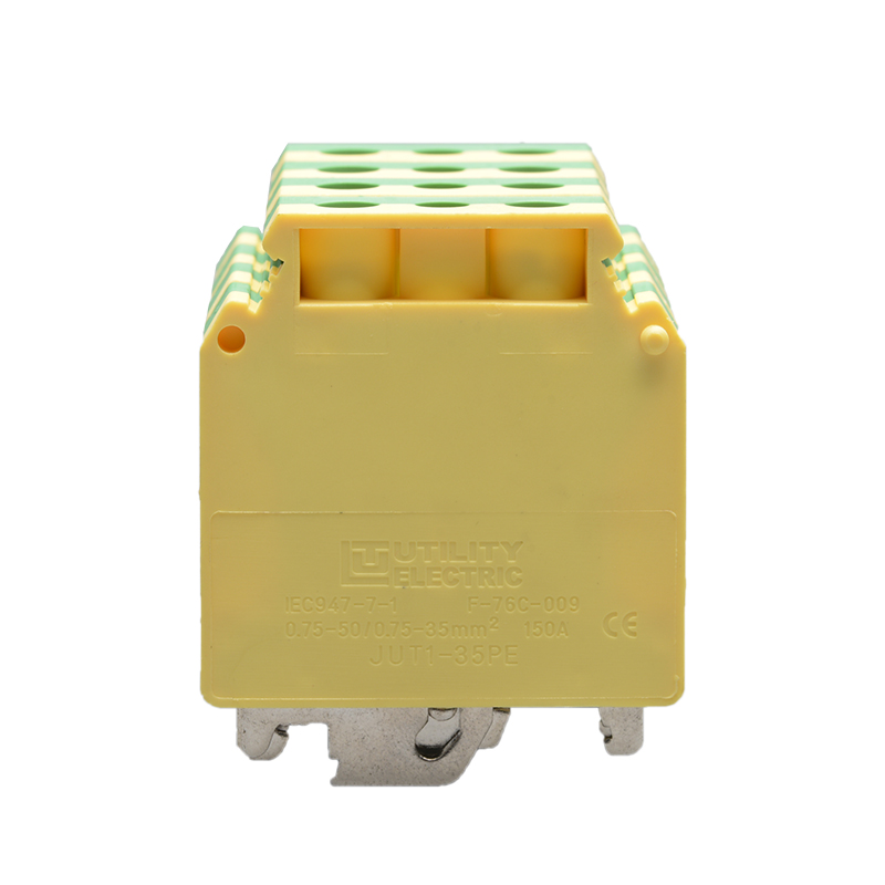Заземляющая клемма JUT1-35PE - Заземляющая клемма, тип фиксации провода: винтовой, номинальное сечение: 35 мм кв., 500V, ширина: 15,2 мм, цвет: желто-зеленый, тип монтажа: DIN35