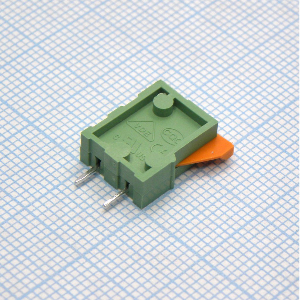 DG141V-2.54-01P-14-00A(H) - Нажимной безвинтовой клеммный блок 1 контакт. Зажим типа торцевой контакт. Серия DG141V-2.54