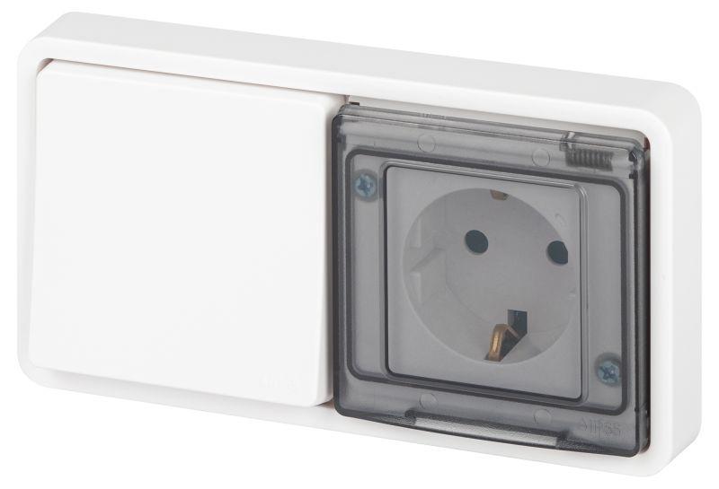 Блок розетка с выключателем Эксперт 11-7521-01 IP55 16А (10AX)-250В СУ бел. Эра Б0063261