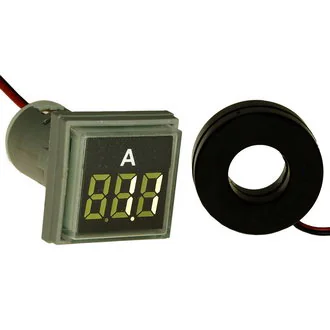 DMS-221 - Цифровой LED амперметр AC 0-100А, AD16-22AMS, белый, установка на панель в отв d=22мм