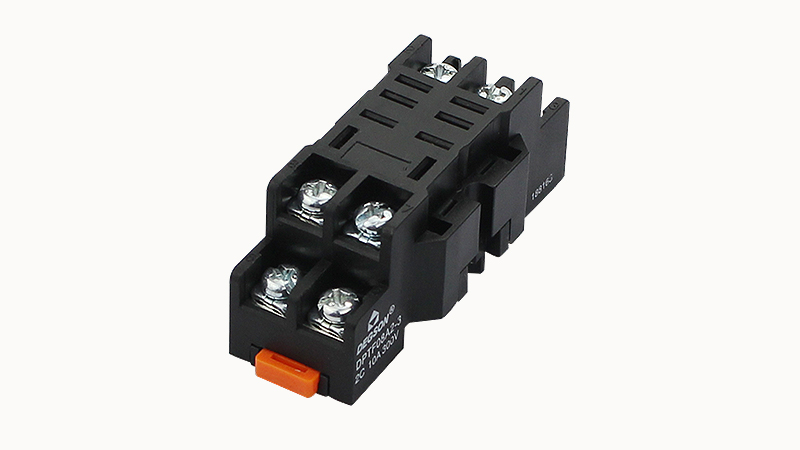 Колодка для реле DPTF08A-3 - Колодка для реле DRPL-2C, 10A, 300V, фиксация провода: с кольцевым наконечником, пластик, цвет: черный, монтаж на DIN рейку