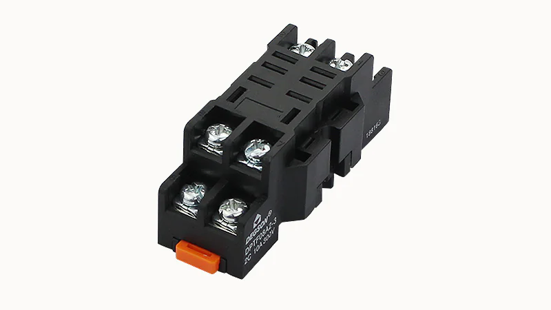 Колодка для реле DPTF08A-3 - Колодка для реле DRPL-2C, 10A, 300V, фиксация провода: с кольцевым наконечником, пластик, цвет: черный, монтаж на DIN рейку