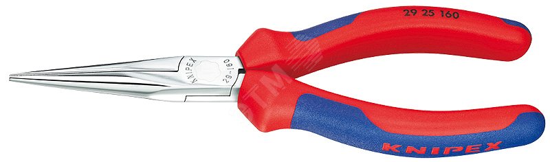 Плоскогубцы телефониста, плоскокруглые губки, 160 мм, хром, 2-комп ручки KN-2925160