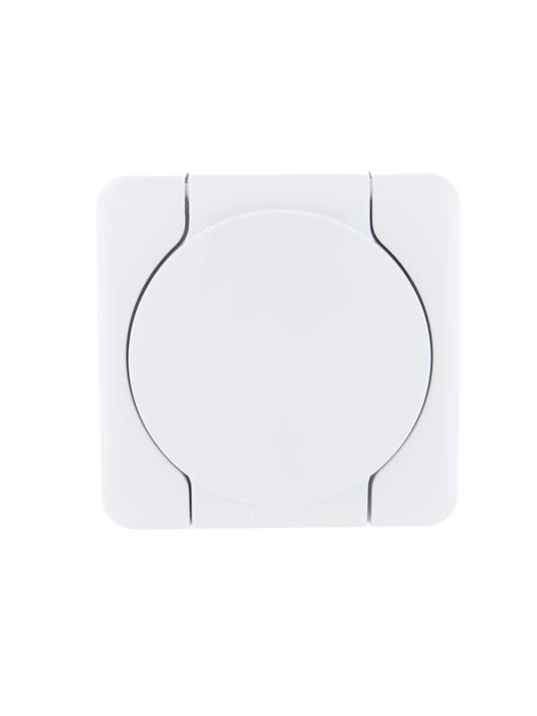 Розетка 1-м ОП Viola с заземл. с крышкой бел. 751-0200-123