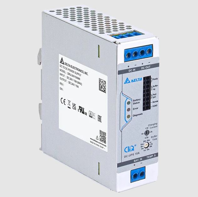 DRU-24V10AMN - UPS модуль, 24VDC / 10A, 240 W; для компенсации провалов напряжения, 3,4 - 100Ah, номинальное напряжение аккумулятора: 24VDC (2 х 12 VDC), габариты (мм): 124x38x117 мм, вес 0,52 кг, монтаж: на DIN рейку