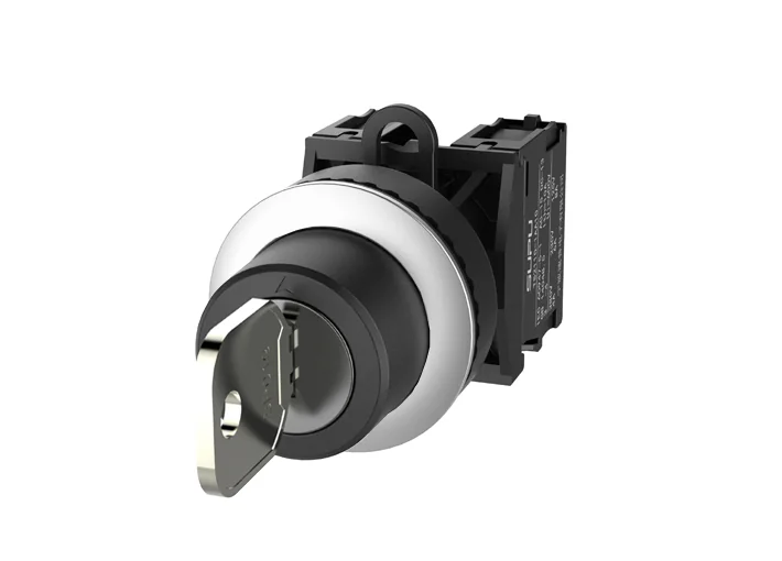 Селекторный переключатель (черный) TS2520-2BG60-S20 - Переключатель, с ключом, 3-х позиционный, самовозврат из 2х положений, ключ вынимается из центрального положения без подсветки, утопленное алюминиевое переднее кольцо, с мгновенным нажатием, с контактн