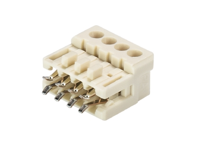 Разьем LED CONNECTOR LST03/4 - Розеточный разъем на торец платы, для светодиодов, 4 полюса, номинальное напряжение: 25V, номинальный ток: 2,5A, цвет: белый, серия gesis LST03i2