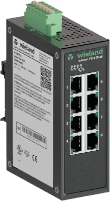 Коммутатор WIENET FS 8-EI-W - Промышленный коммутатор серии WieNet, управляемый, протокол EtherNet/IP, 8 портов RJ45 скорость передачи 10/100 MBit/s, номинальное напряжение: 8,4-52,8 VDC, монтаж: на DIN рейку, материал корпуса: алюминий