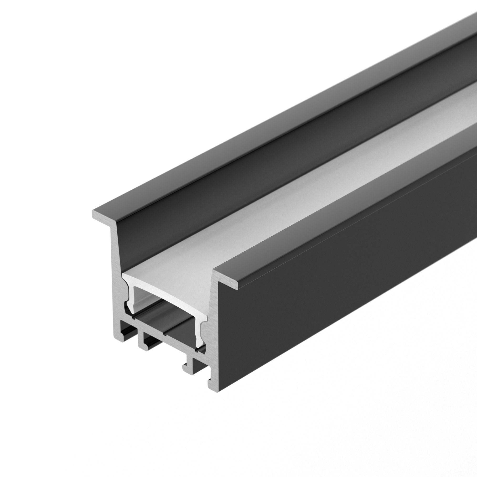 Профиль SL-COMFORT-2316-F-2000 ANOD BLACK 031769 - Алюминиевый анодированный профиль для светодиодных лент и линеек. Экран утоплен в плоскости профиля, что позволяет скрыть источник света от прямого контакта с глазами. Цвет - чёрный. Габаритные размеры (L