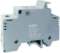 Предохранительная клемма UKHV-10RDN - Предохранительная клемма, 10X38, тип фиксации провода: винтовой, номинальное сечение: 10 мм кв., до 32A, 1000V, ширина: 17,5 мм, цвет: серый, тип монтажа: DIN 35