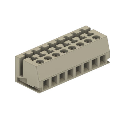 Клемма Wiecon LPST 1/8 - Клемма для торцевого подключения к печатной плате, подвод кабеля сбоку, 8 полюсов, шаг: 5 мм, винтовая фиксация провода, с маркировкой, 250V, 5A, цвет: серый, серия LPST L