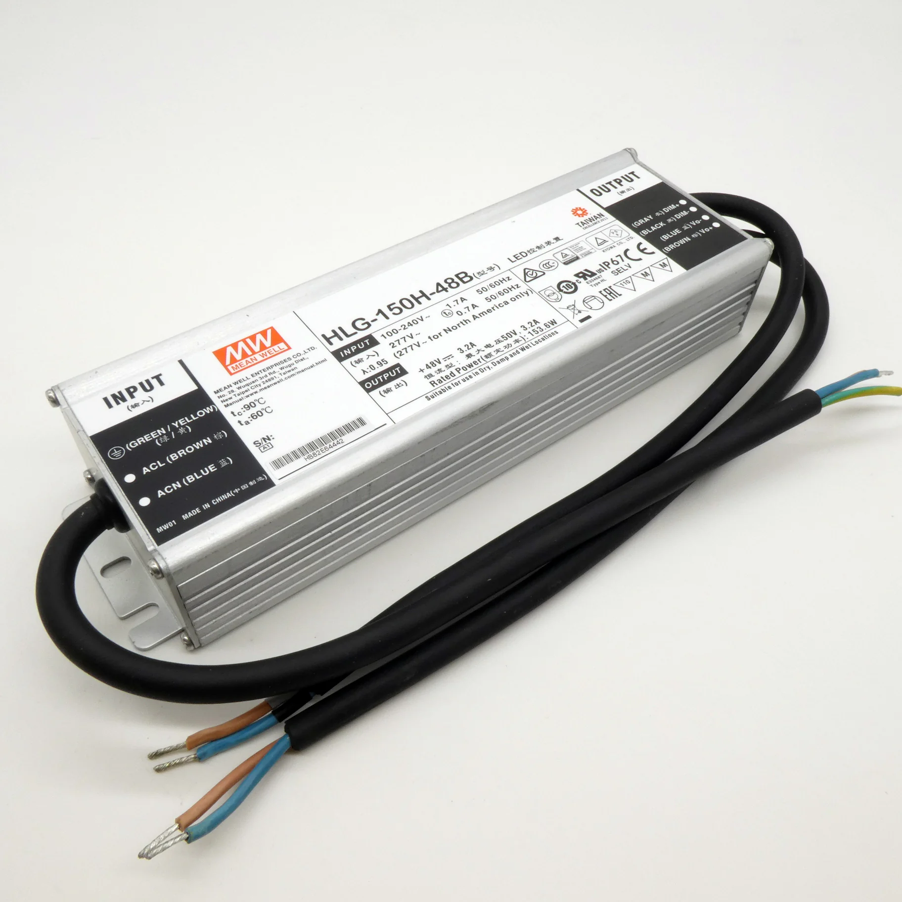 HLG-150H-48B - AC/DC драйвер электропитания светодиодов 153.6Вт Single 7-Pin