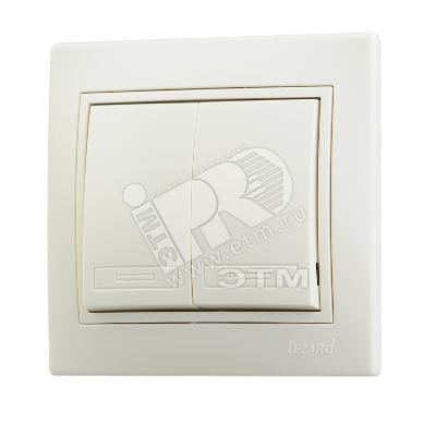 Выключатель 2-кл. СП Mira 10А IP20 со вставкой крем. 701-0303-101