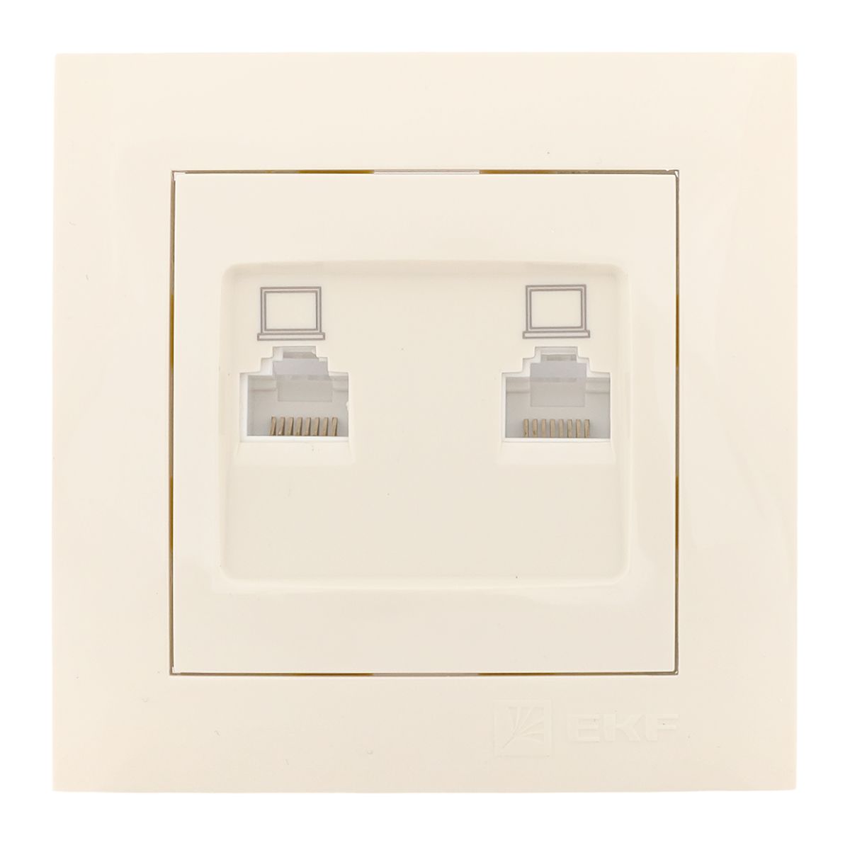 Валенсия розетка компьютерная RJ-45 2-местная кремовая EKF PROxima