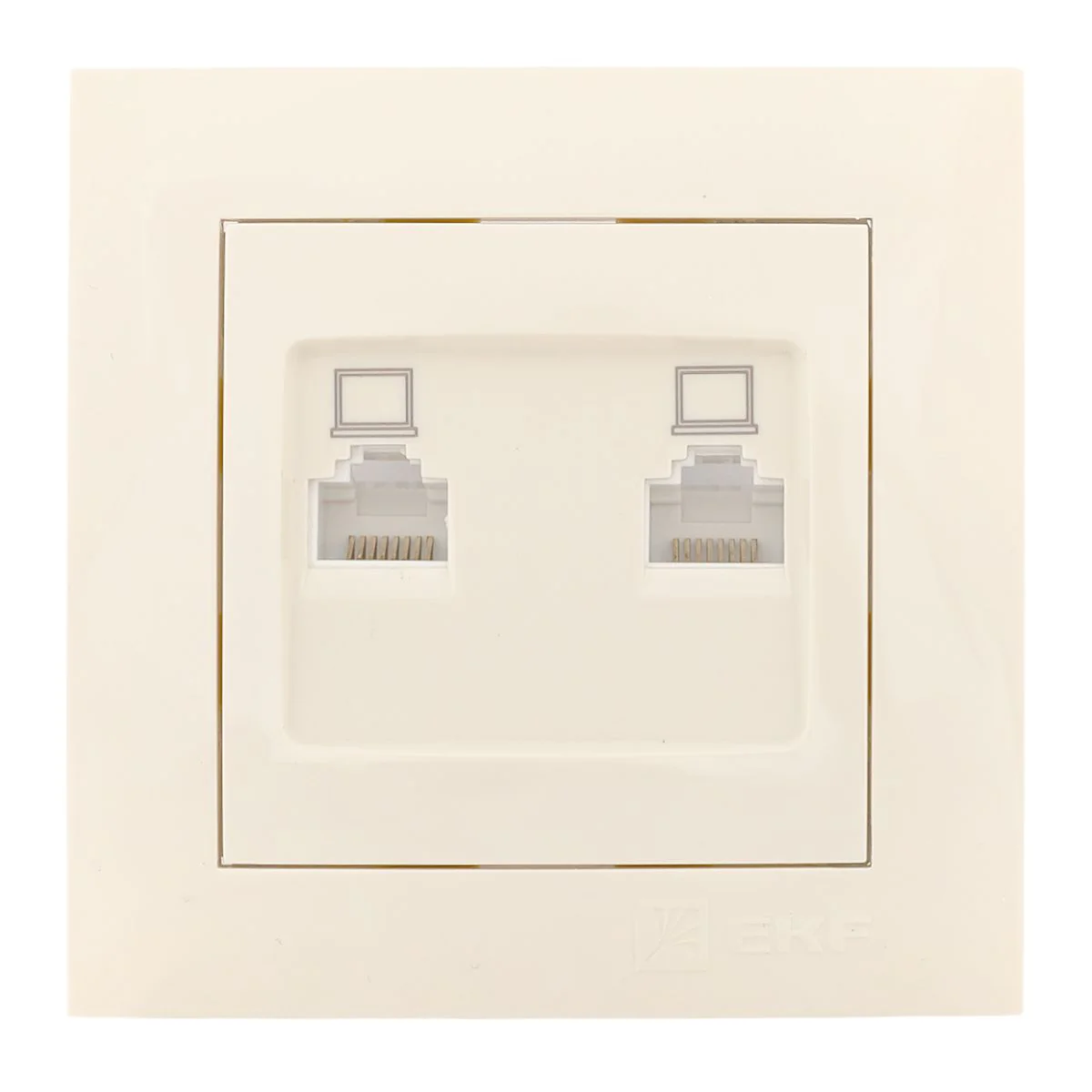 Валенсия розетка компьютерная RJ-45 2-местная кремовая EKF PROxima