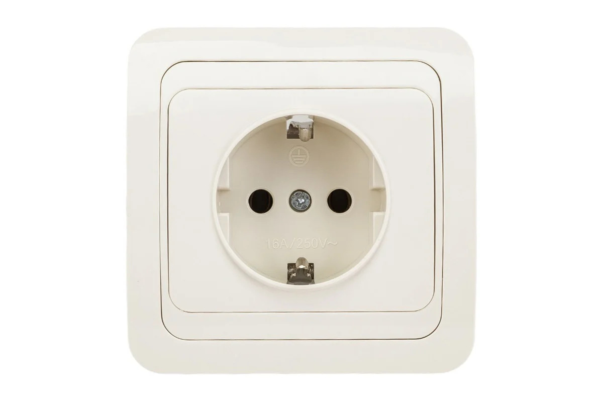 Розетка 1-м СП Валери 16А с заземл. сл. кость UNIVersal Б-В0028