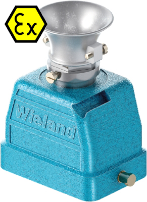 Крышка разъема Ex 70.354.0636.3 - Крышка разъема на кабель, типоразмер 6B, взрывозащищита, без уплотнителя, 1 кабельный ввод M25x1,5, с разгрузкой на изгиб, IP54, с верхним расположением, без защелки (упоры под одну защелку), материал корпуса: цинковый сп