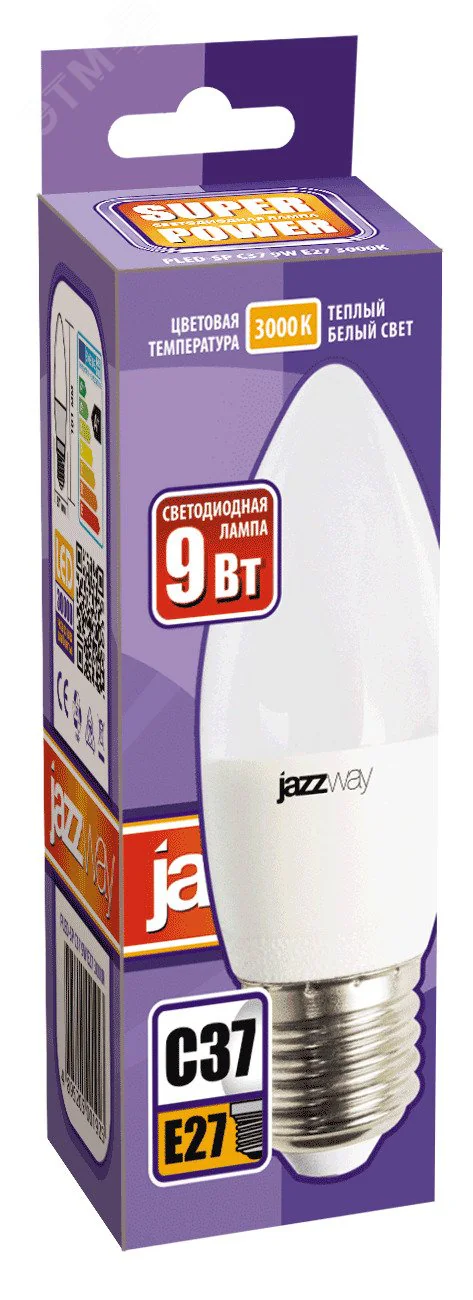 Лампа светодиодная PLED-SP 9Вт C37 свеча 3000К тепл. бел. E27 820лм 230В 5001923A