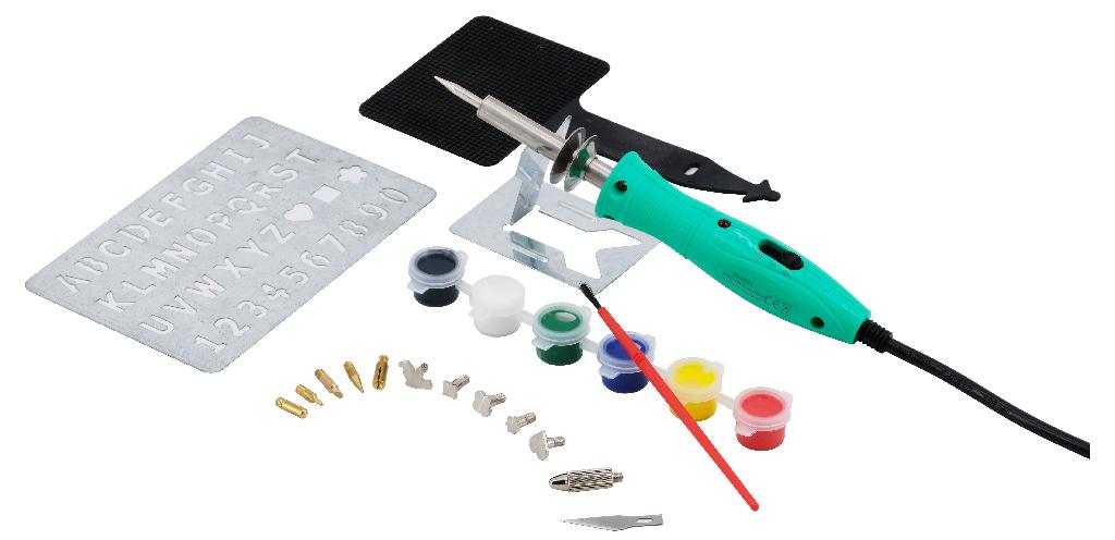 ZD-972M - Набор выжигатель с подставкой со сменными насадками, трафарет и краски