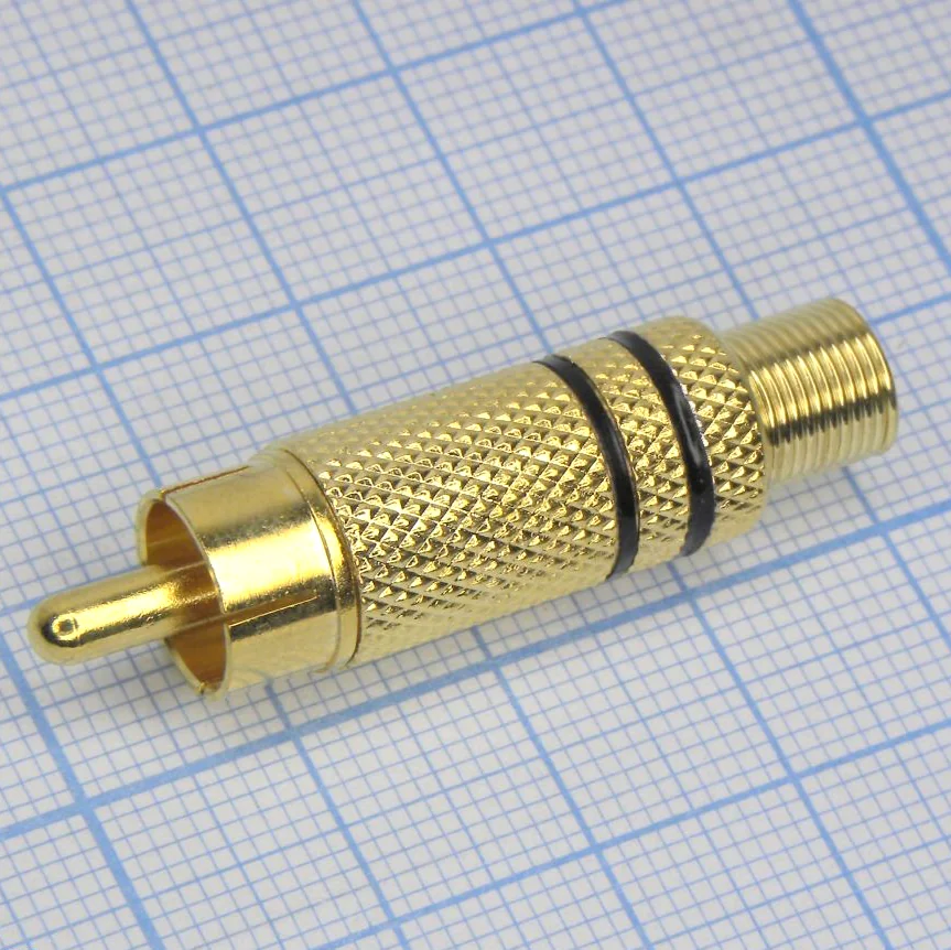 RCA Gold штырь с хв. RG59 б/пайки - RCA штекер кабельный, разъем типа "тюльпан"