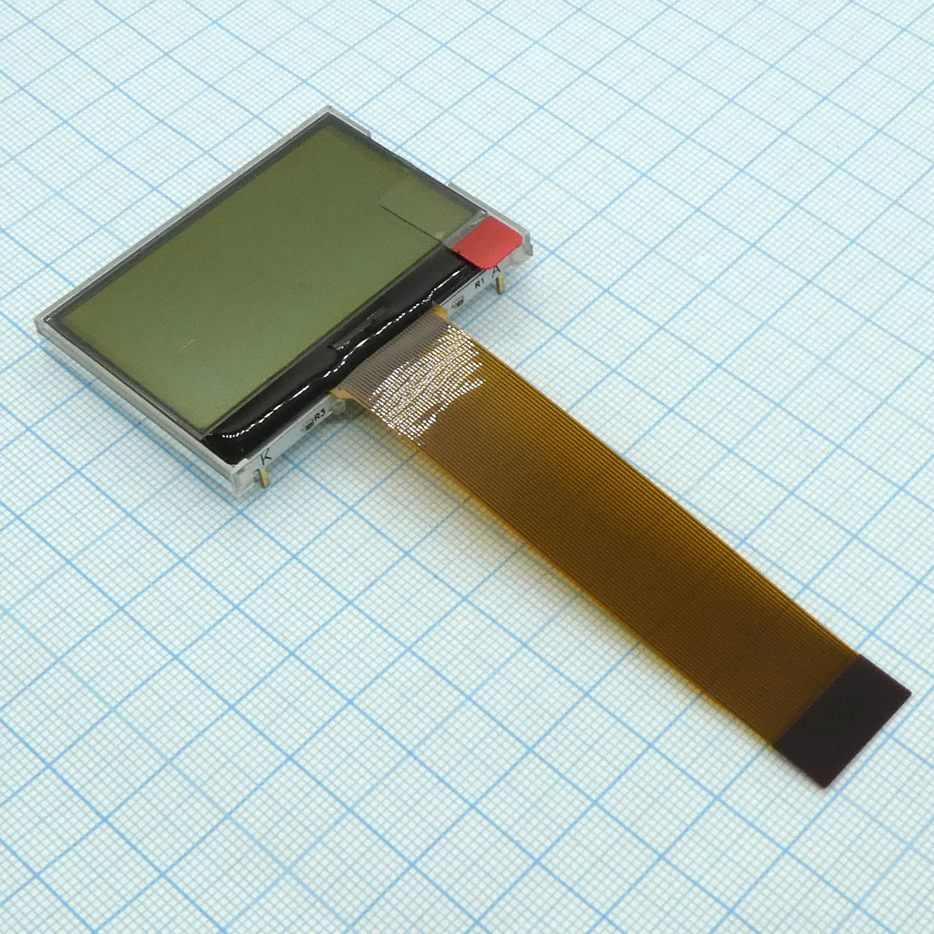 WO12864C2-TFH# - ЖКИ графич, 128 х 64, COG, FSTN Positive/Transfl, подсв. LED Белая, VDD = 3V, 6 o'cl, -20...+70C