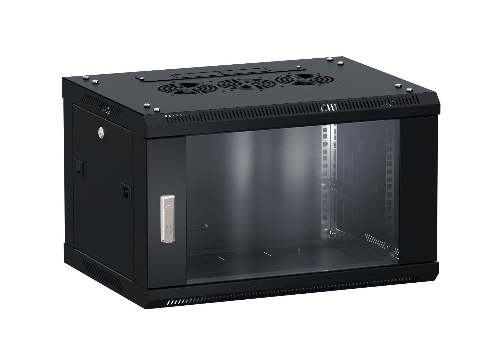 Шкаф настенный 19" TERACOM PRO 6U 600х450 мм дверь стеклянная с замком-ручкой ч-рный